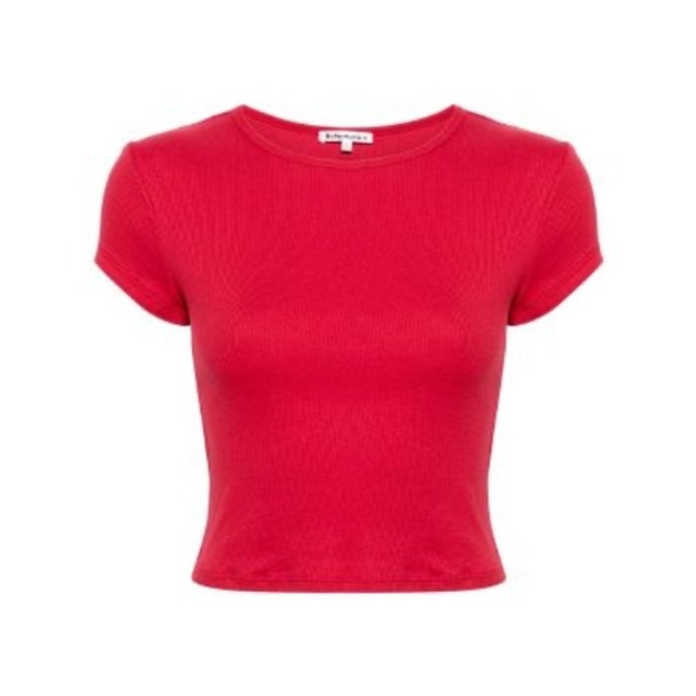 Reformation Burgundy Red Tencel Linen Muse Short Sleeve Crewneck Tee Shirt S